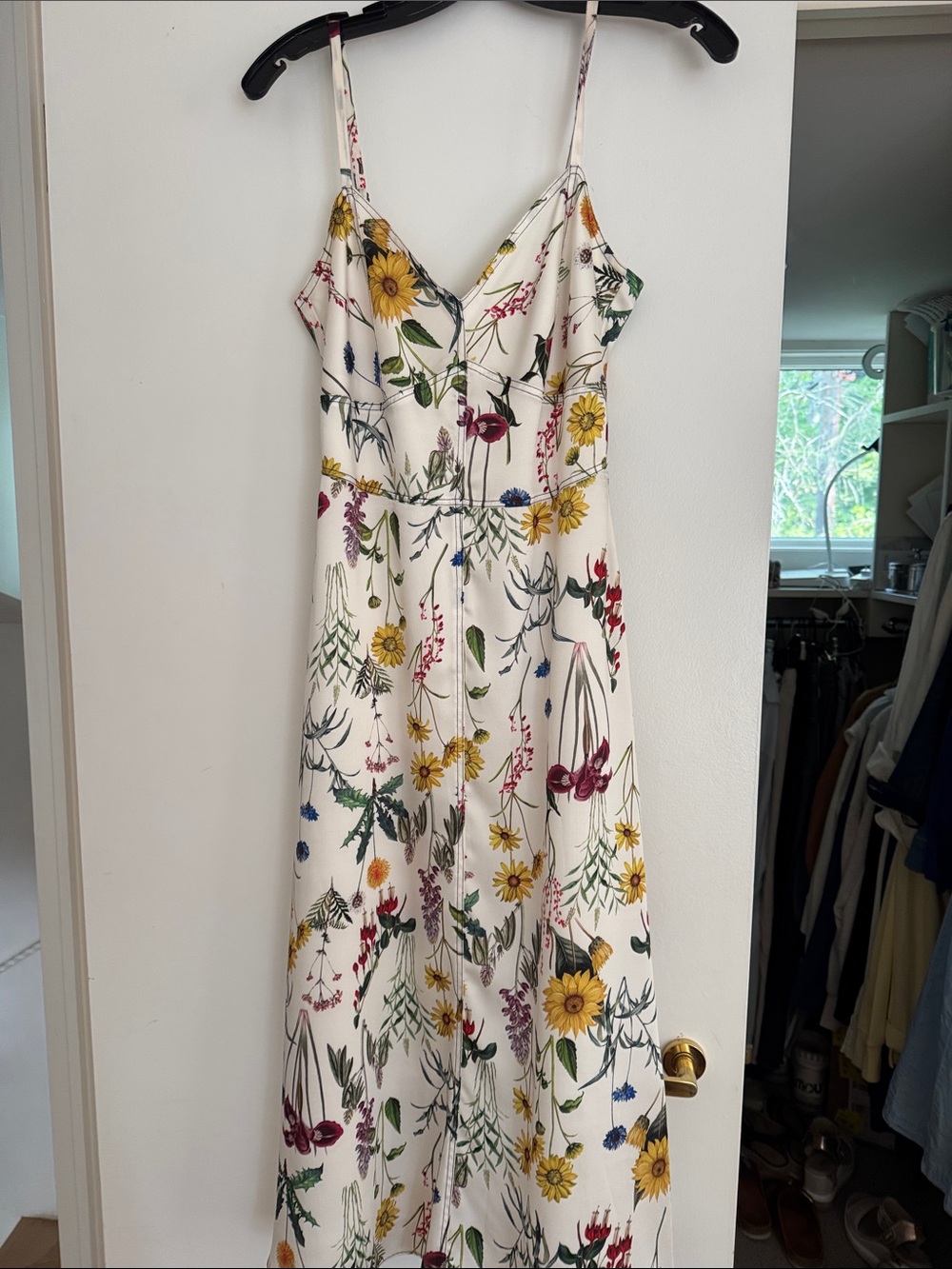 Bailey 44 White Maxi Dress with Yellow, Green, Red and Blue Floral Print